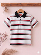 Red Edge Striper White Collar T-Shirt Boys
