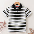 Ivory Black Striper White Collar T-Shirt Boys