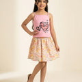 Heart Print Baby Pink Skirt Suit Girls