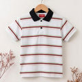 Red Line Striper White Collar T-Shirt Boys