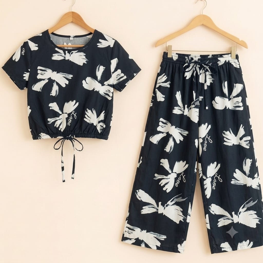 Love Sun Flower Half Sleeve Black Skate Fish Girls (R-512)