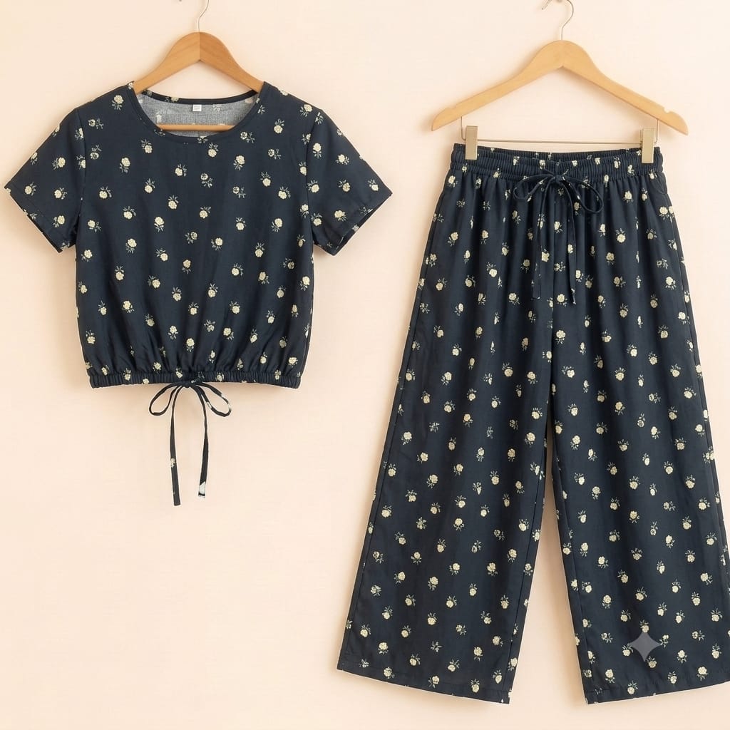 Yellow Flower Half Sleeve Black Skate Fish Girls (R-91)