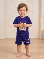Cute Kitty Royal Blue Nicker Suit New Born
