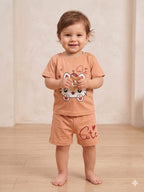 Cute Kitty Peach Nicker Suit New Born