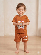 Cute Kitty Dark Peach Nicker Suit New Born