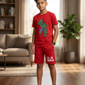 Hulk Print Red Nicker Suit- Boys