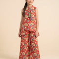 Gray Tulip Flower Red Angrakha Style Pairs Girls (R-209)