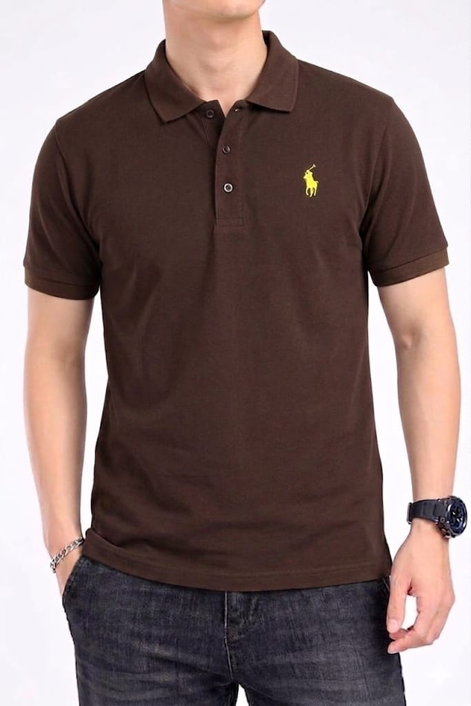 Ferrari Logo Chcalate Collar Polo-Mens