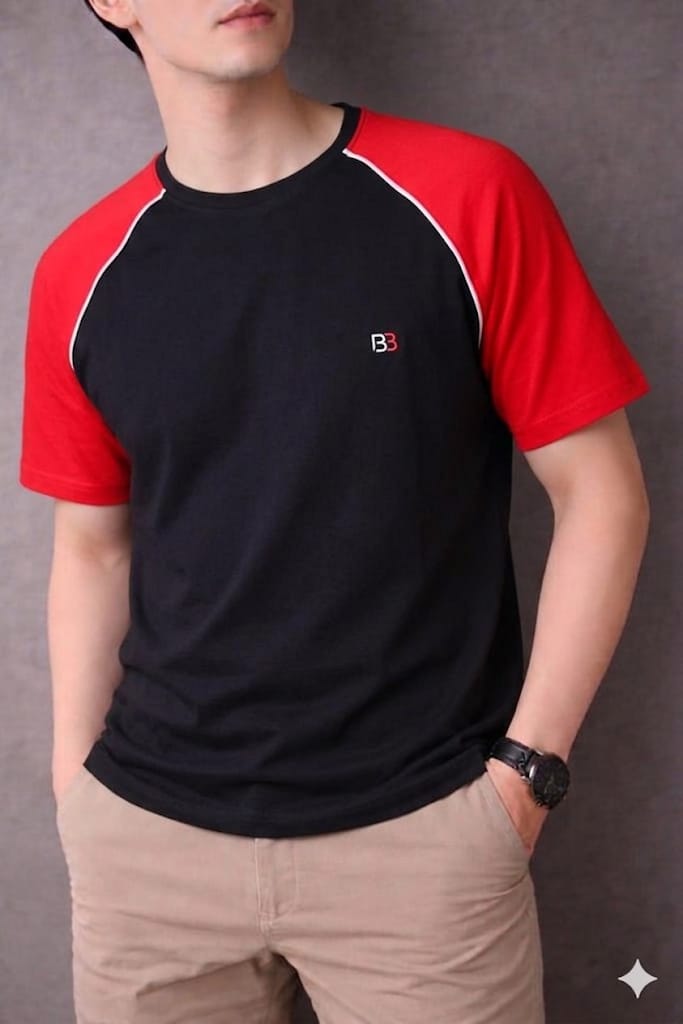Red Arms Black Shirt For Mens