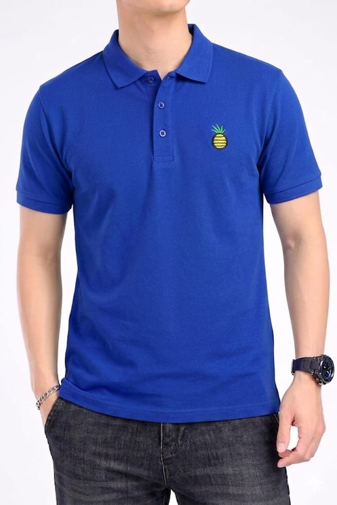 Pineapple Logo Royal Blue Collar Polo Shirt For Men's
