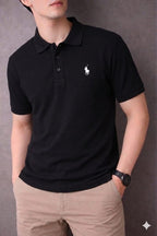 Ferrari Logo Black Collar Polo-Mens