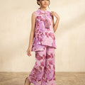 Pink Leaves Sleeveless Light Purple Angrakha Style Pairs Girls (R-533)