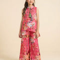 Multi Leaves Sleeveless Carrot Angrakha Style Pairs Girls (R-533)