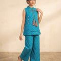 Multi Dots Sleeveless Teal Angrakha Style Pairs Girls ( R-533,91 )