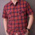 Both Side Pocket Half Sleeve Carrot Check Casual Shirt Men's ( R-101 N )
