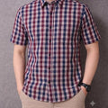 Multi Check Half Sleeve Mahroon Casual Shirt Men's (R-41)