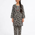 Front Embroidery Heart Print White 2Pcs Suit Girls (R-394)