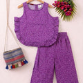 ( 2 ) White Dots Print Sleeveless Purple Pair Girls
