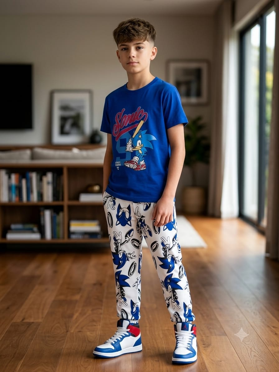 Sonic Print Royal Blue Trouser Shirt Boys (R-95)