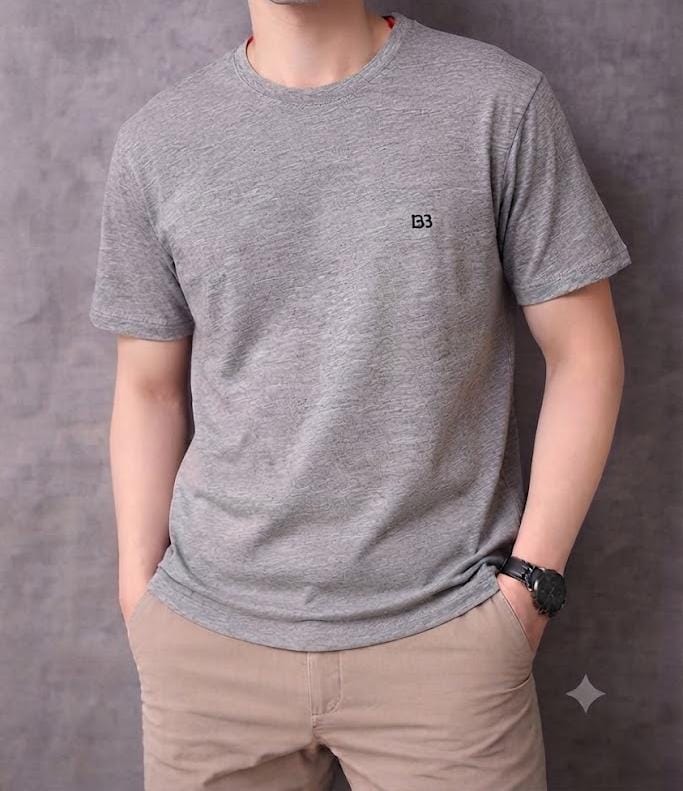 BB Logo Simple Oatmeal T-Shirt For Men's