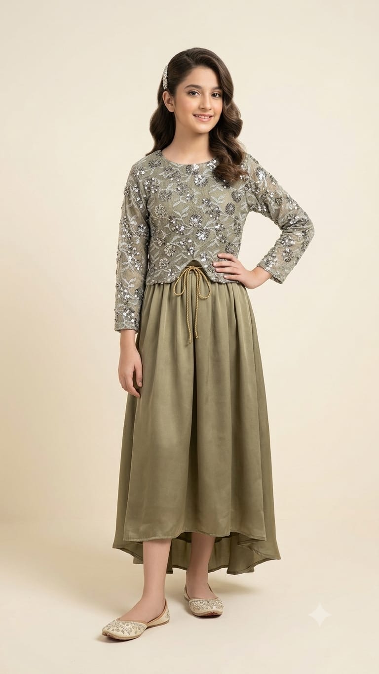 Fancy Baby Mehndi Lehnga Suit – Girls