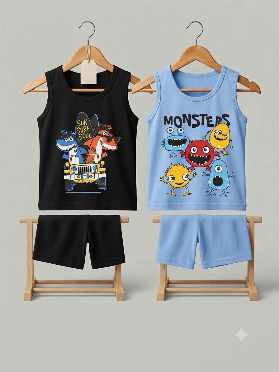 Random 2 Sleeveless Nicker Suit  Boys