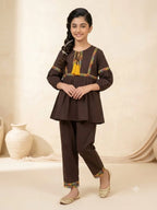 Front Lase Chocolate 2Pcs Suit-Girls