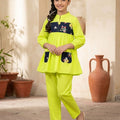 Both Side Pocket Lime Green 2Pcs Suit-Girls ( R-541 )