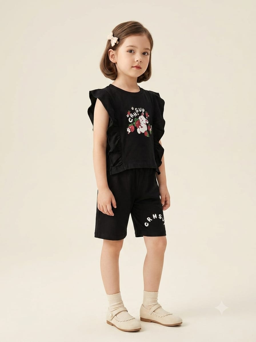Rabbit Print Black Nicker Suit Girls