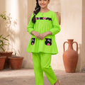 Both Side Pocket Lime 2Pcs Suit-Girls ( R-541 )