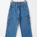 6 Pocket Mid Blue Wide Leg Jeans Boys & Girls