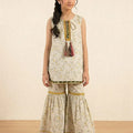 Yellow Flower Off-White Gharara Suit Girls