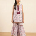 Green Leaves Baby Pink Gharara Suit Girls