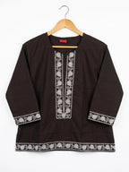 White Embroidery Chocolate Frock Girls