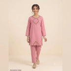 Front Lase Peach 2-Piece Suit Girls ( R-460 )