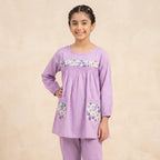 Both Side Pocket Light Purple 2Pcs Suit-Girls