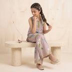 Rose Stripes Print Brown Gharara Suit Girls