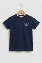 Stitch Print Navy Henlay Polo Boys