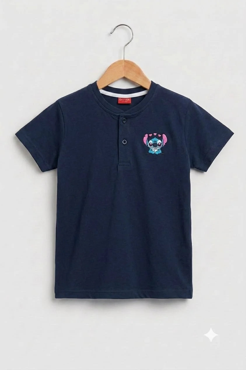 Stitch Print Navy Henlay Polo Boys