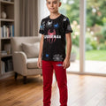 Spiderman Print Black Contrast Trouser Shirt Boys ( R-421 )
