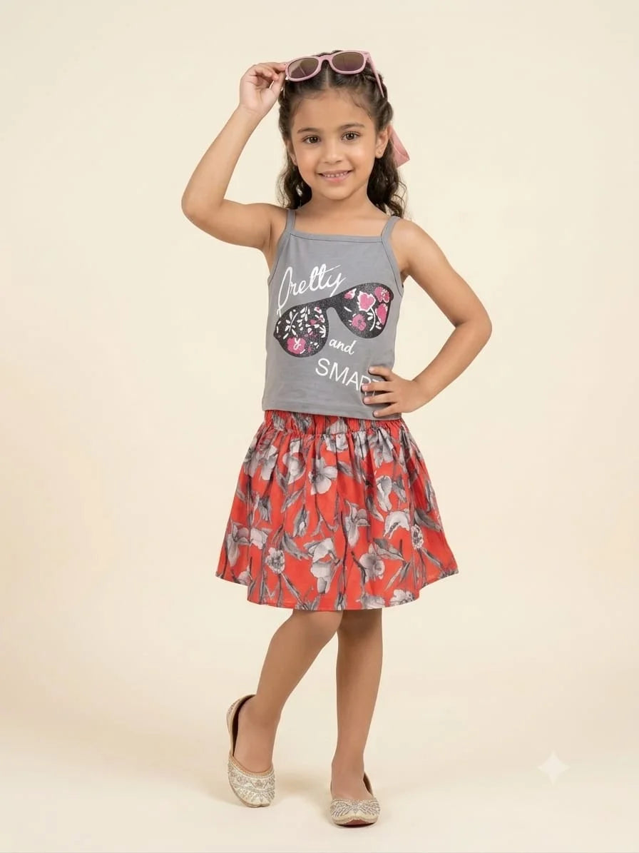 Pretty & Smart Grey Skirt Suit Girls