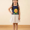 Sun Flower Navy Skirt Suit Girls ( R-22 )