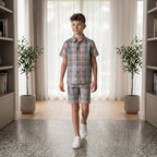 Multi Parrot Check Casual Nicker Suit Boys ( R-465 )