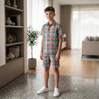 Multi Parrot Check Casual Nicker Suit Boys ( R-465 )