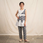 Cloud Print White 2 Pcs Suit-Girls ( R-32 )