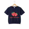 (Short Length) Sweet Strawberry Navy T-Shirt Girls ( R-524 )