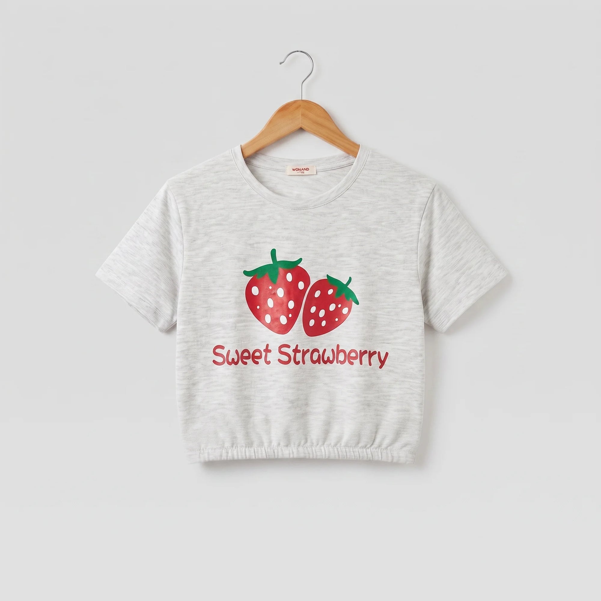 (Short Length) Sweet Strawberry Oatmeal T-Shirt Girls ( R )