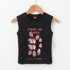 Let's Go Both Side Frill Black T-Shirt Girls ( R-526 )