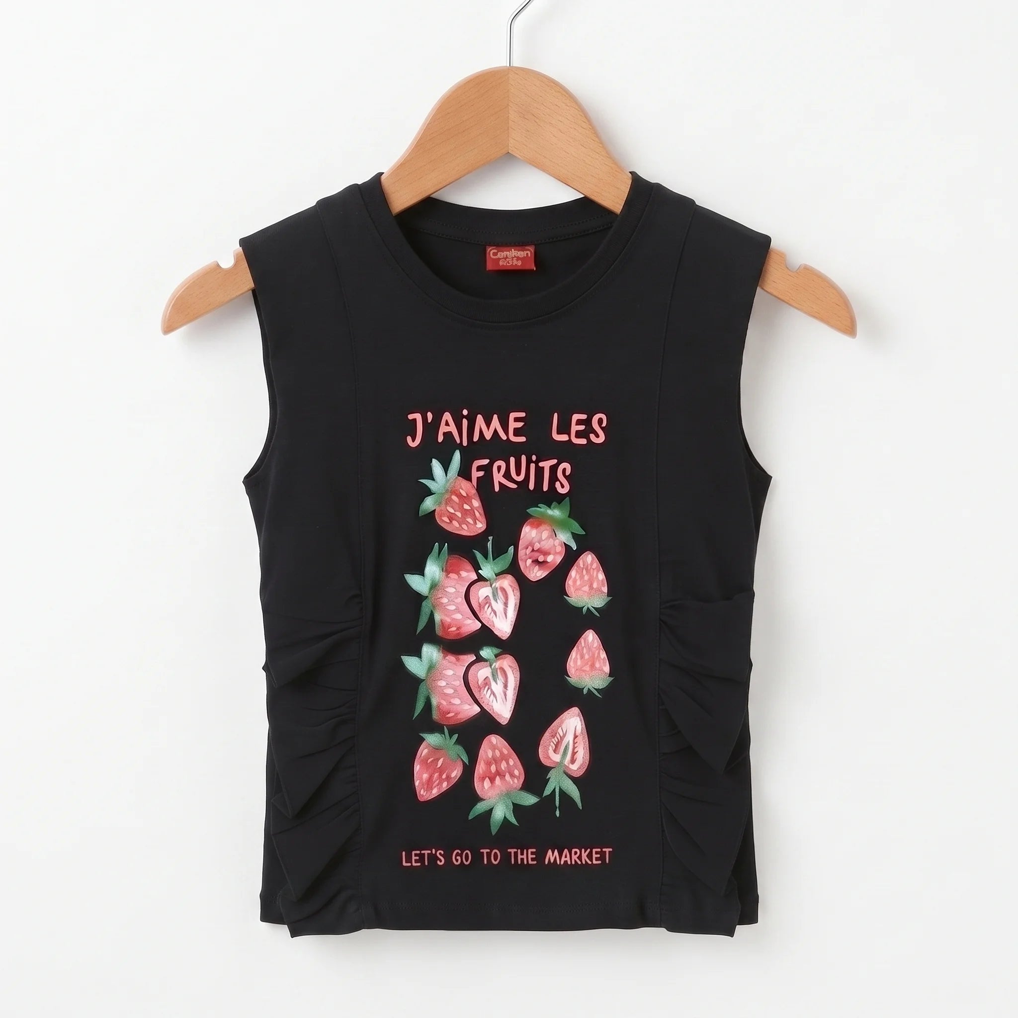 Let's Go Both Side Frill Black T-Shirt Girls ( R-526 )