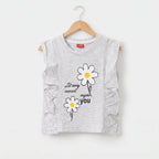 Sun Flower Both Side Frill Oatmeal T-Shirt Girls ( R-526 )